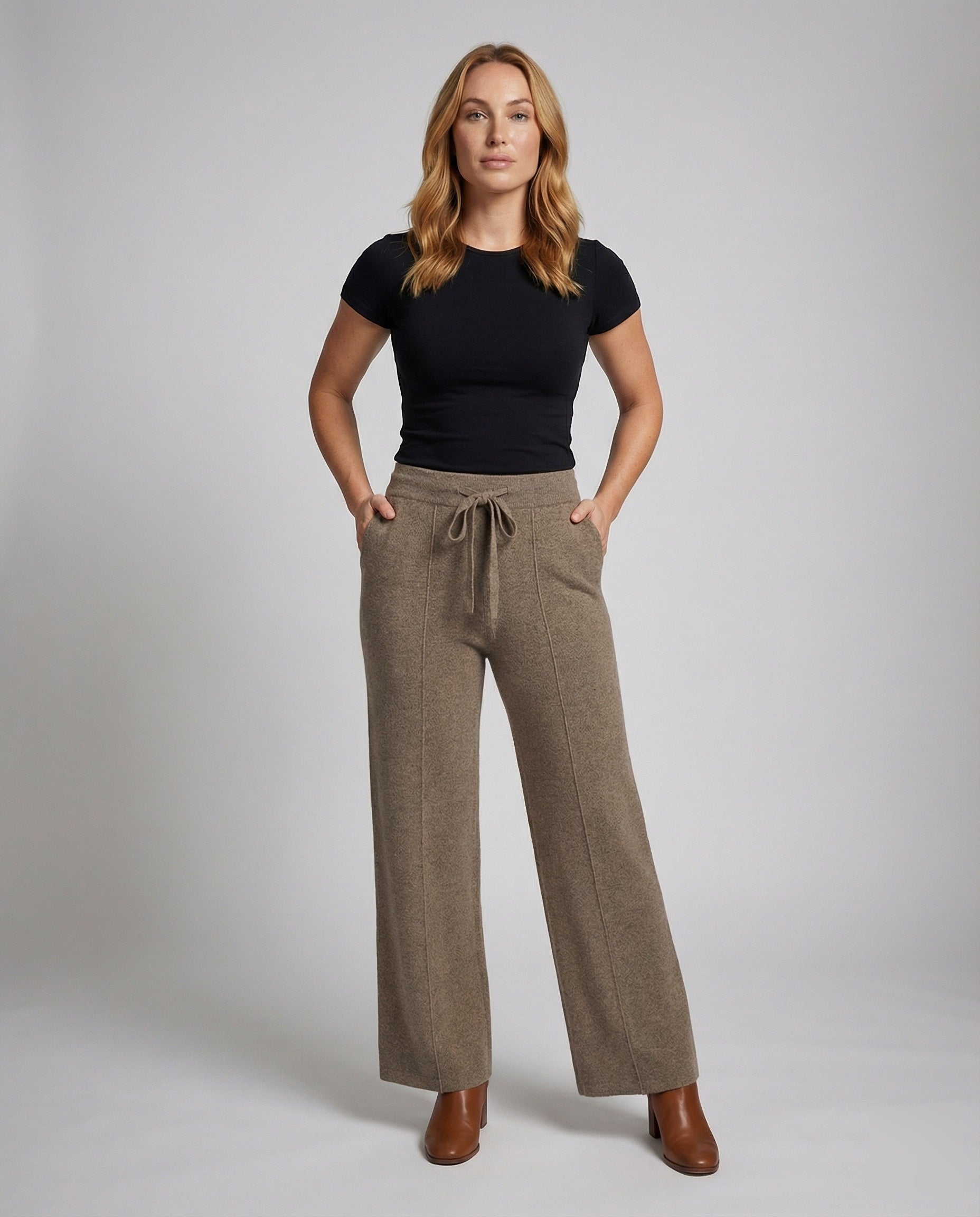 Damen Strickhose Hochgeschnitten Weite Passform - Eveloria