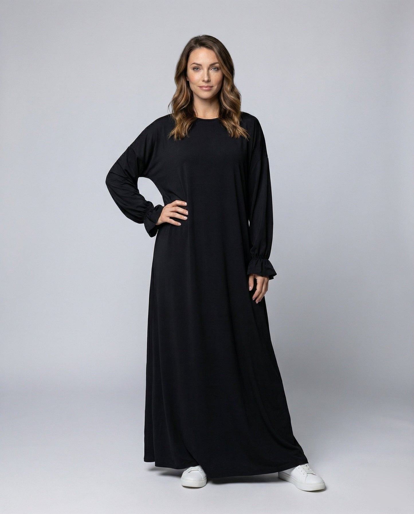 Damen Maxi-Kleid A-Linie Lang Kapuze - Eveloria