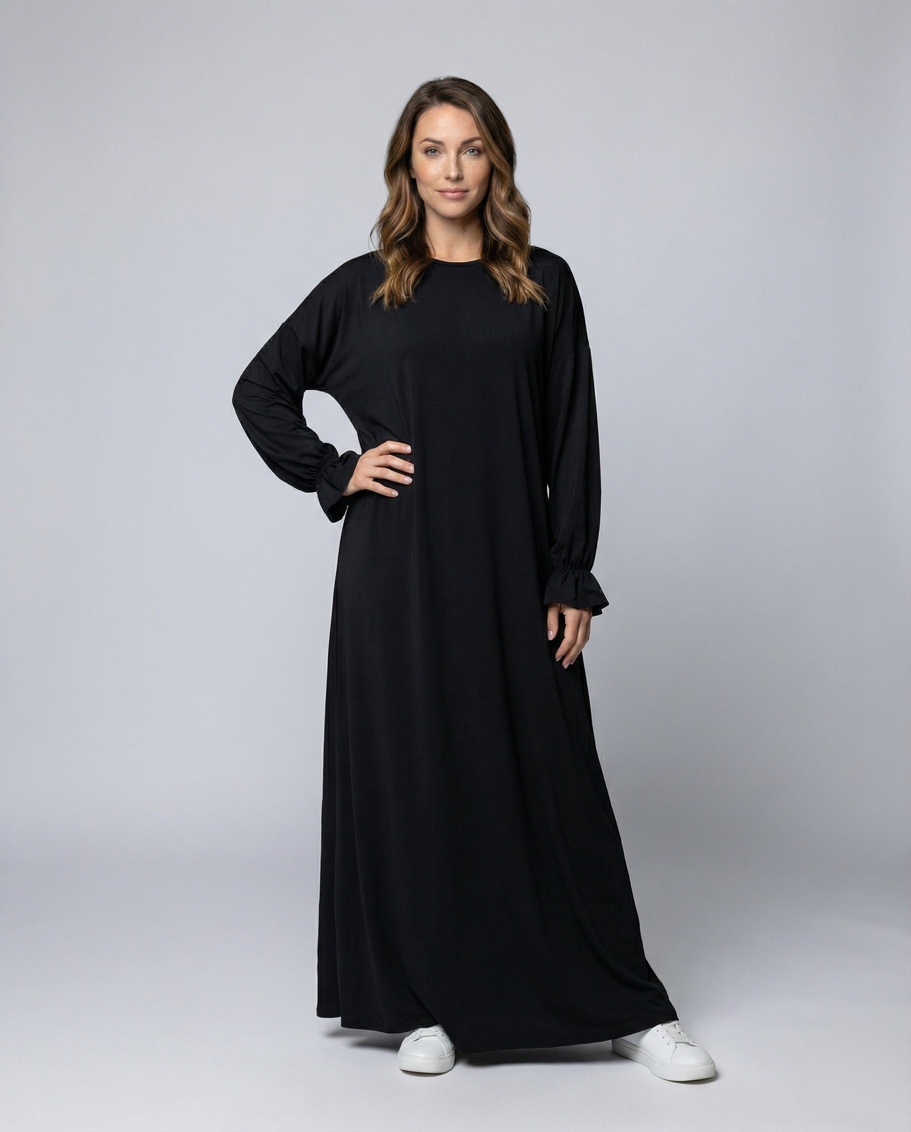 Damen Maxi-Kleid A-Linie Lang Kapuze - Eveloria