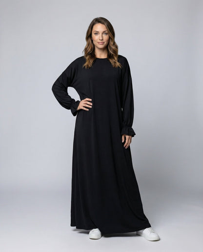 Damen Maxi-Kleid A-Linie Lang Kapuze - Eveloria