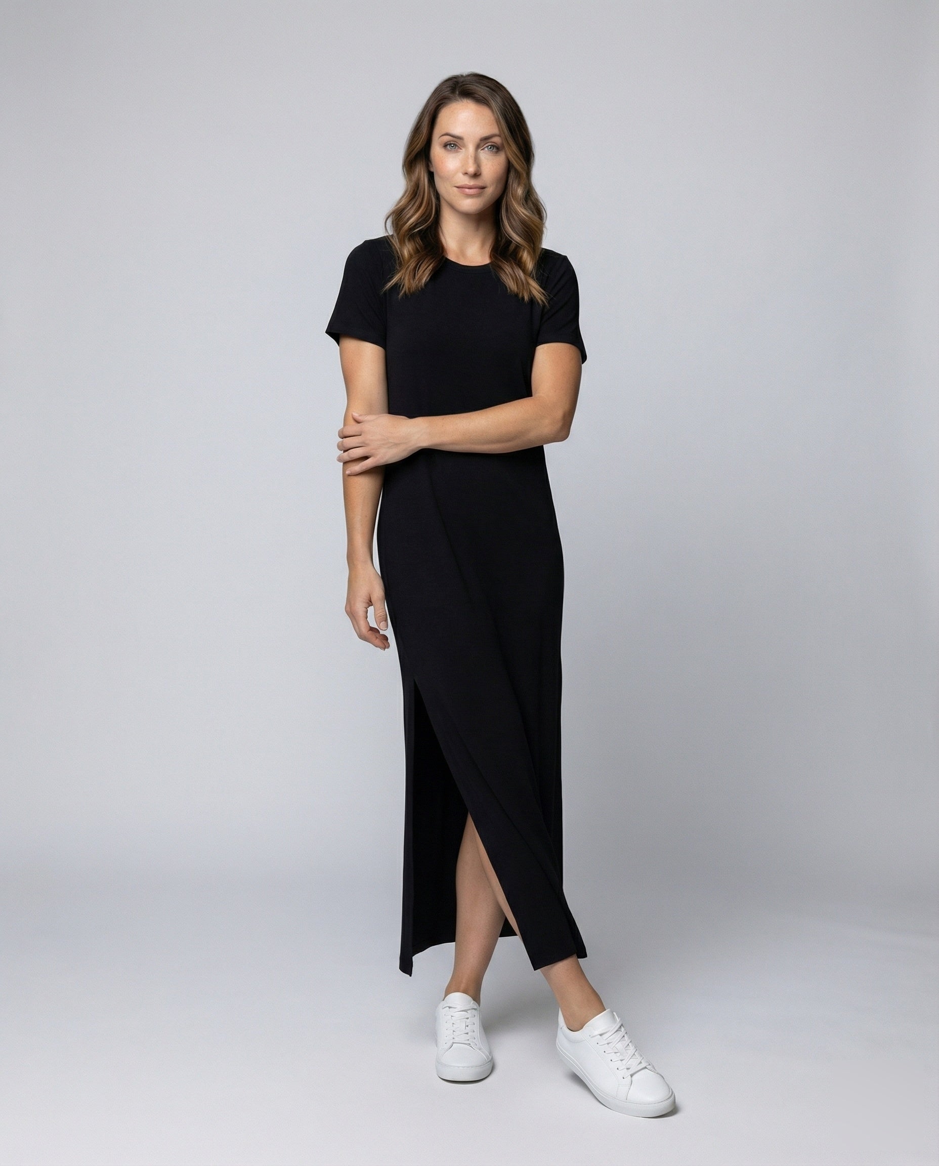 Damen Maxikleid Lässig Kurzarm Lang - Eveloria