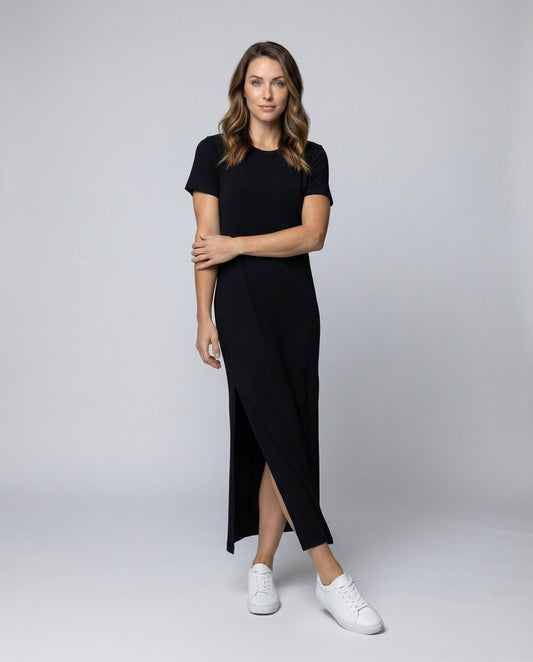 Damen Maxikleid Lässig Kurzarm Lang - Eveloria
