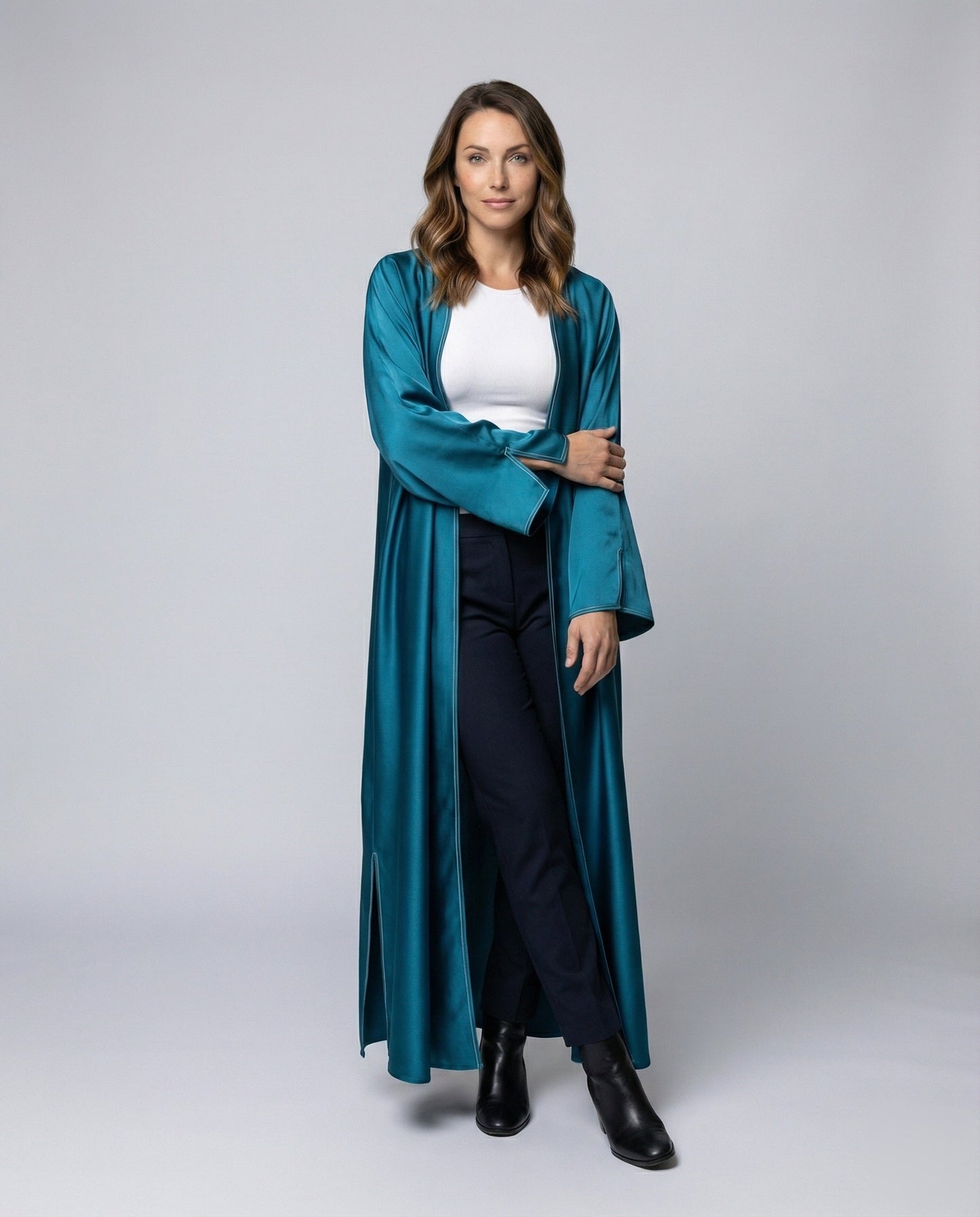 Damen Abendkaftan Lang Trompetenärmel Schwarz - Eveloria