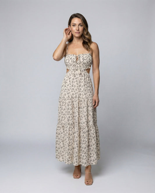 Damen Maxikleid Lang Taillenausschnitte - Eveloria
