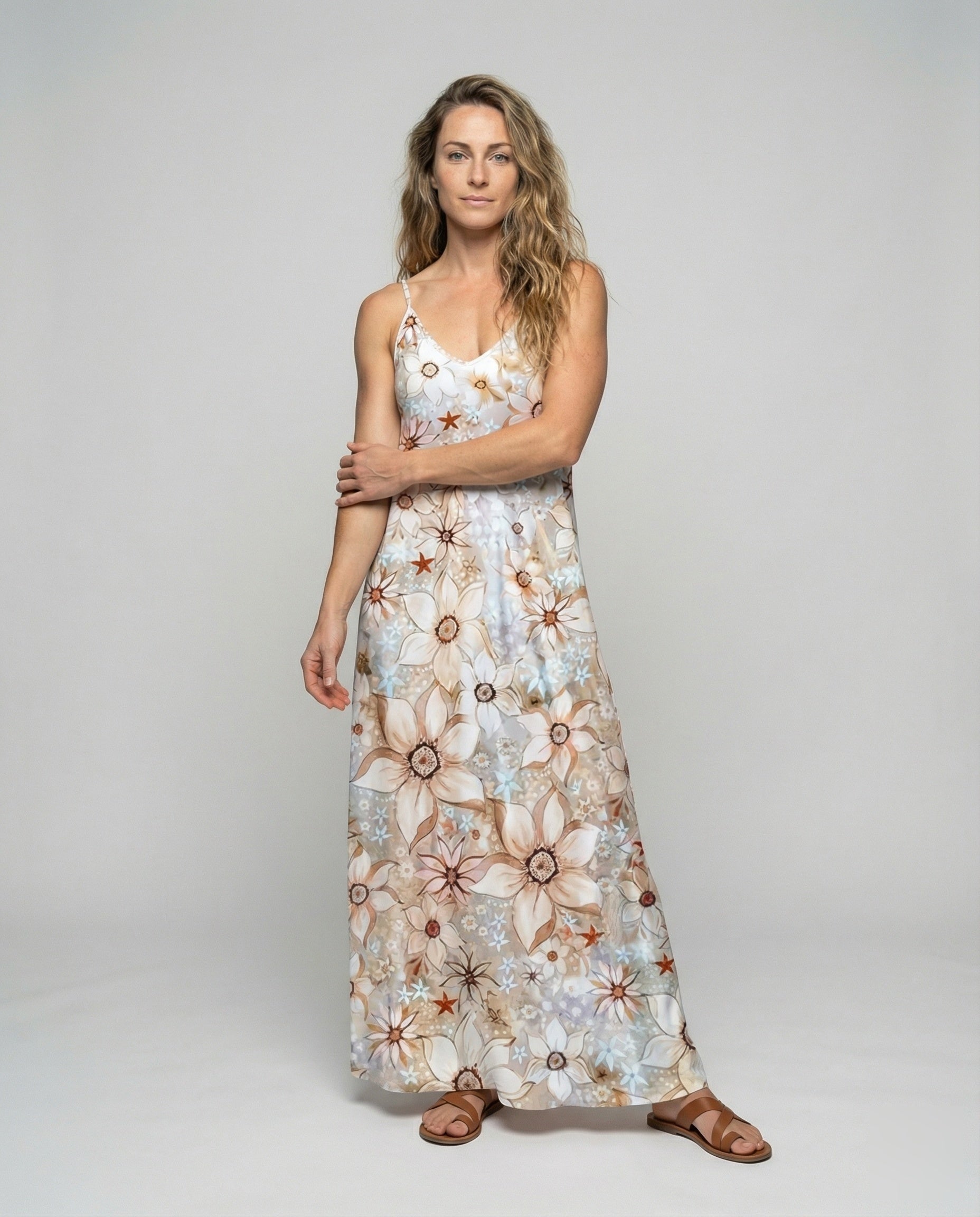 Damen Sommerkleid Lang Blumenprint - Eveloria