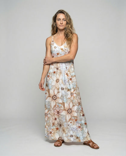 Damen Sommerkleid Lang Blumenprint - Eveloria