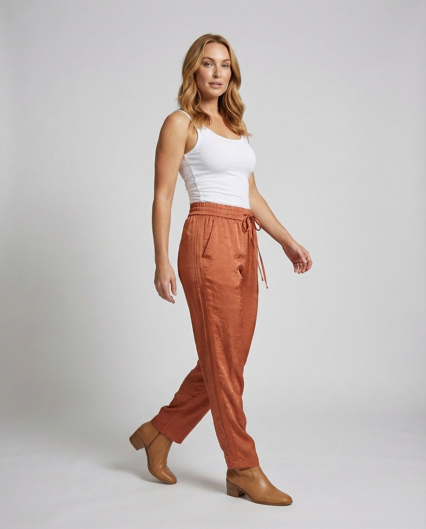 Damen Hochbundhose Jacquardstruktur Lockere Hose - Eveloria