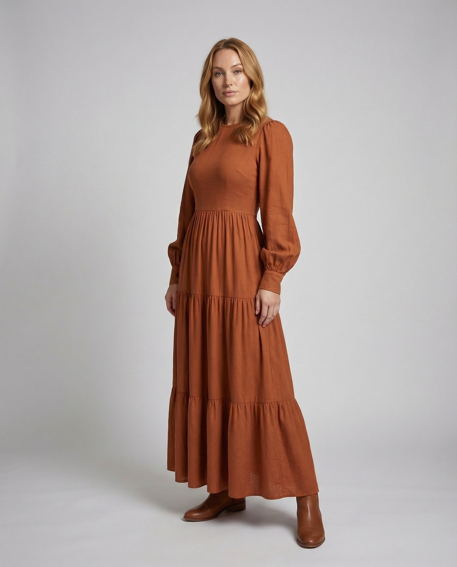 Damen Maxikleid Luftig Geschnitten Kräuselrock - Eveloria