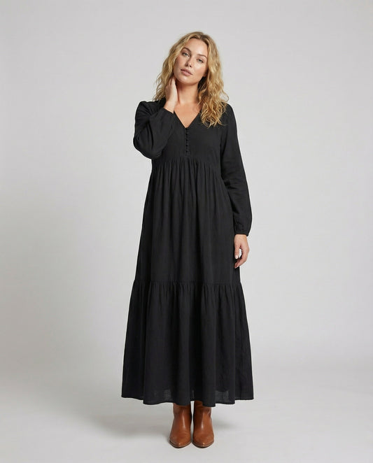 Damen Maxikleid Stufenrock Leicht Luftig - Eveloria