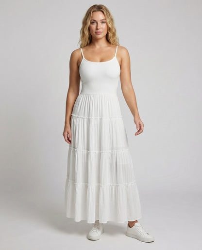 Damen Maxi-Kleid Rippoberteil Bustier - Eveloria