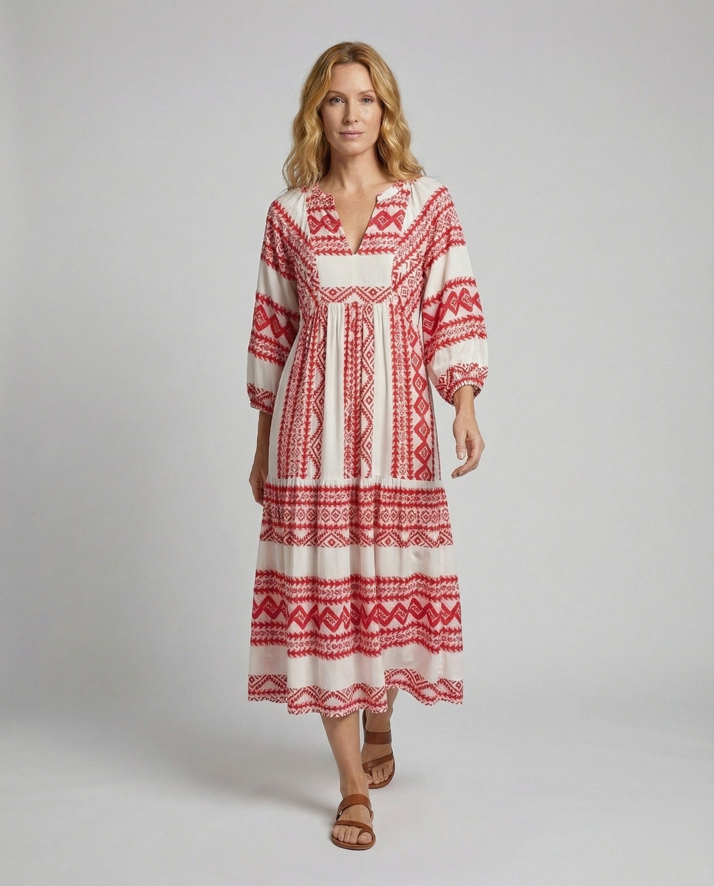 Damen Maxikleid Boho-Stil Mehrlagig Mit Volantsaum - Eveloria