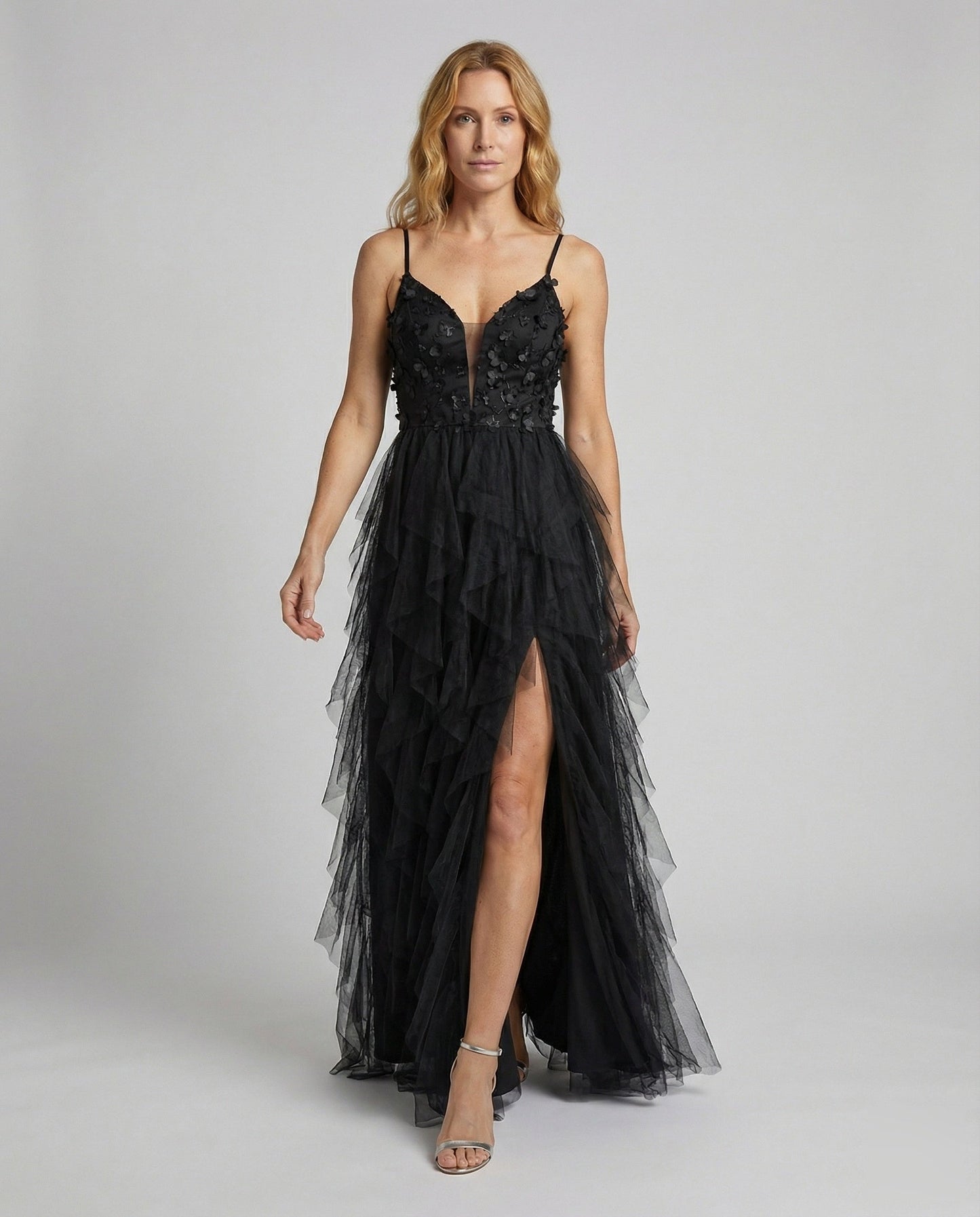 Damen Galaabendkleid Tüll Mehrschichtig Bestickt - Eveloria