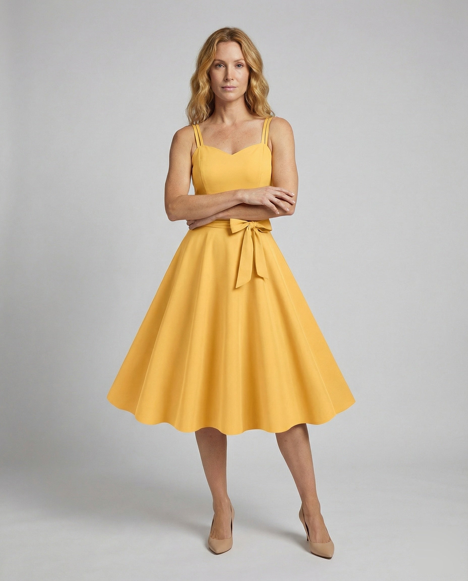 Damen Swingkleid Retro Taillenschleife - Eveloria