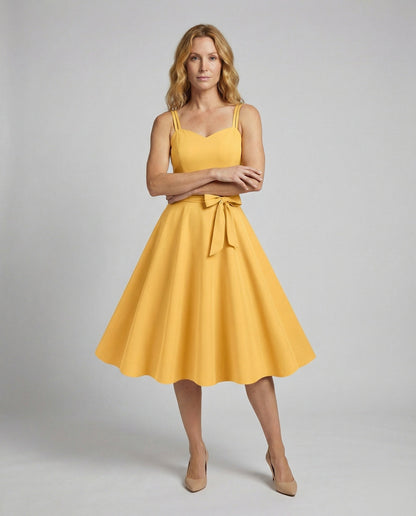 Damen Swingkleid Retro Taillenschleife - Eveloria