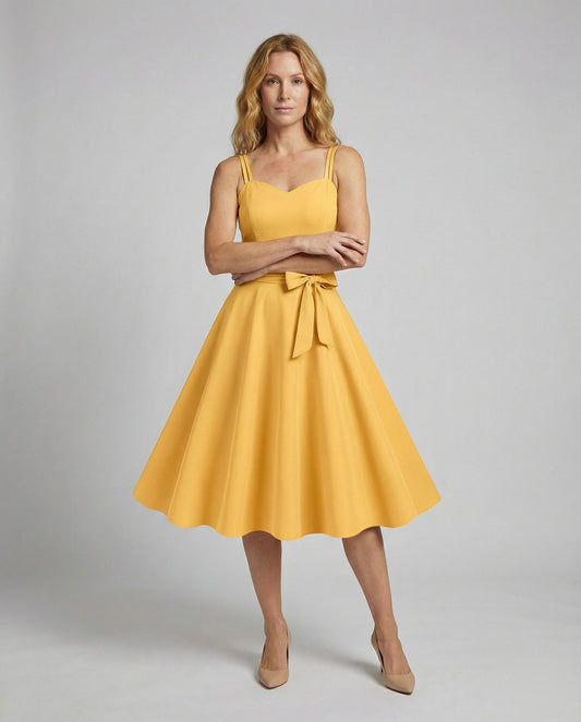 Damen Swingkleid Retro Taillenschleife - Eveloria