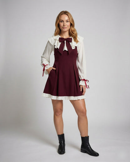 Damen Minikleid Römisches Design Volantkragen - Eveloria