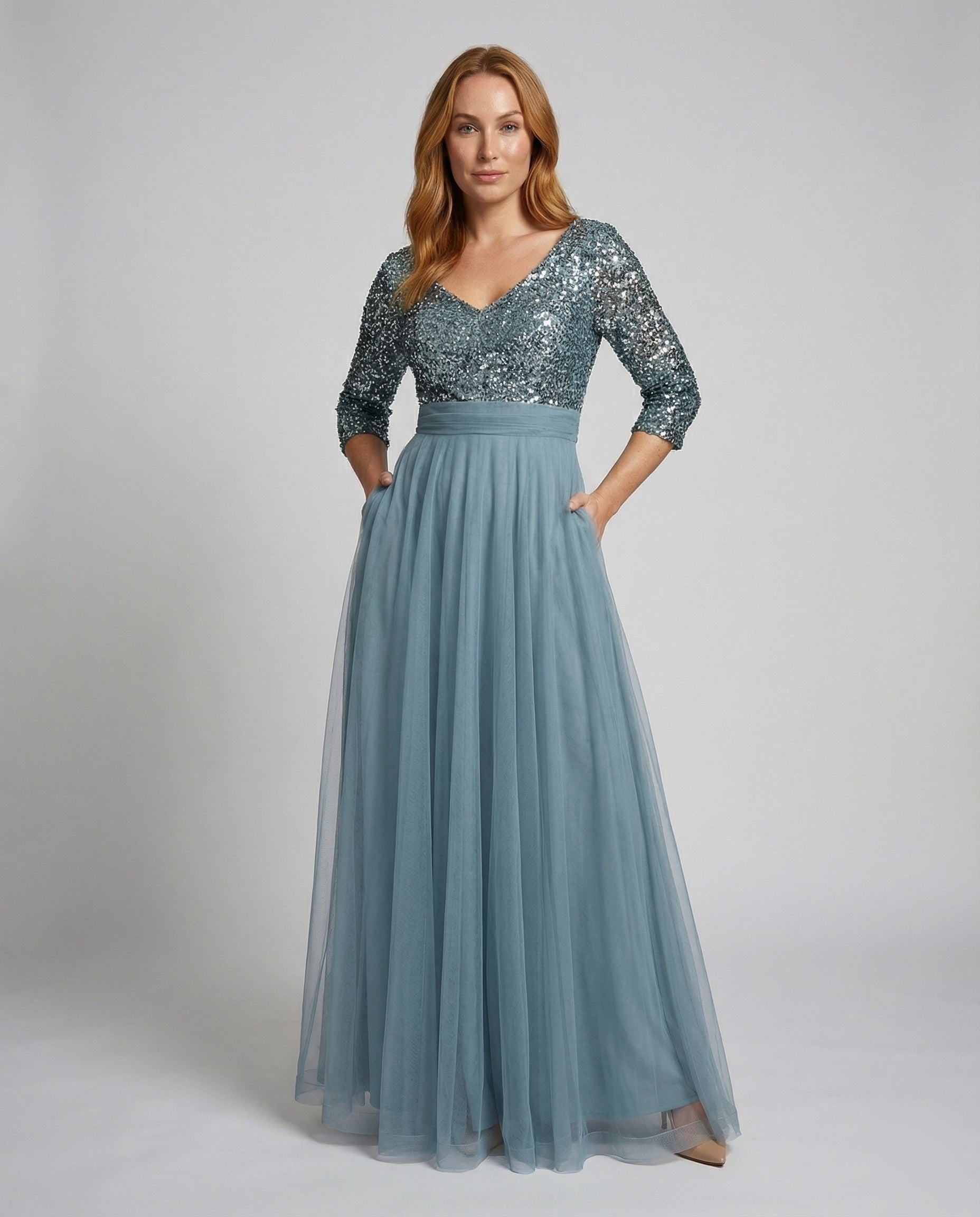 Damen Abendkleid Tüllrock Schillernd Schwarz - Eveloria