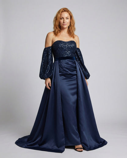Damen Abendkleid Schulterfrei Pailletten-Bustier - Eveloria