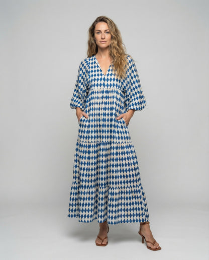 Damen Chiffon Kleid mit Ballonärmeln - Eveloria