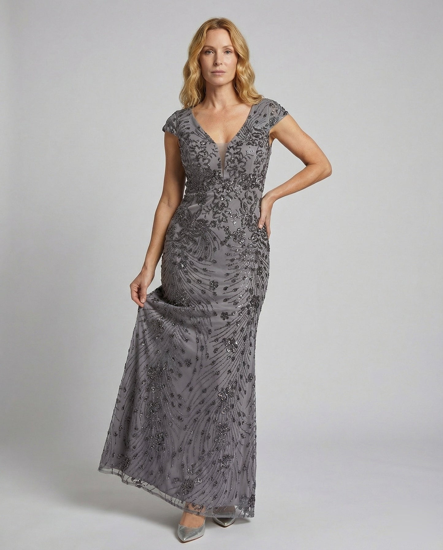Damen Gala-Abendkleid Tailliert Bestickt - Eveloria