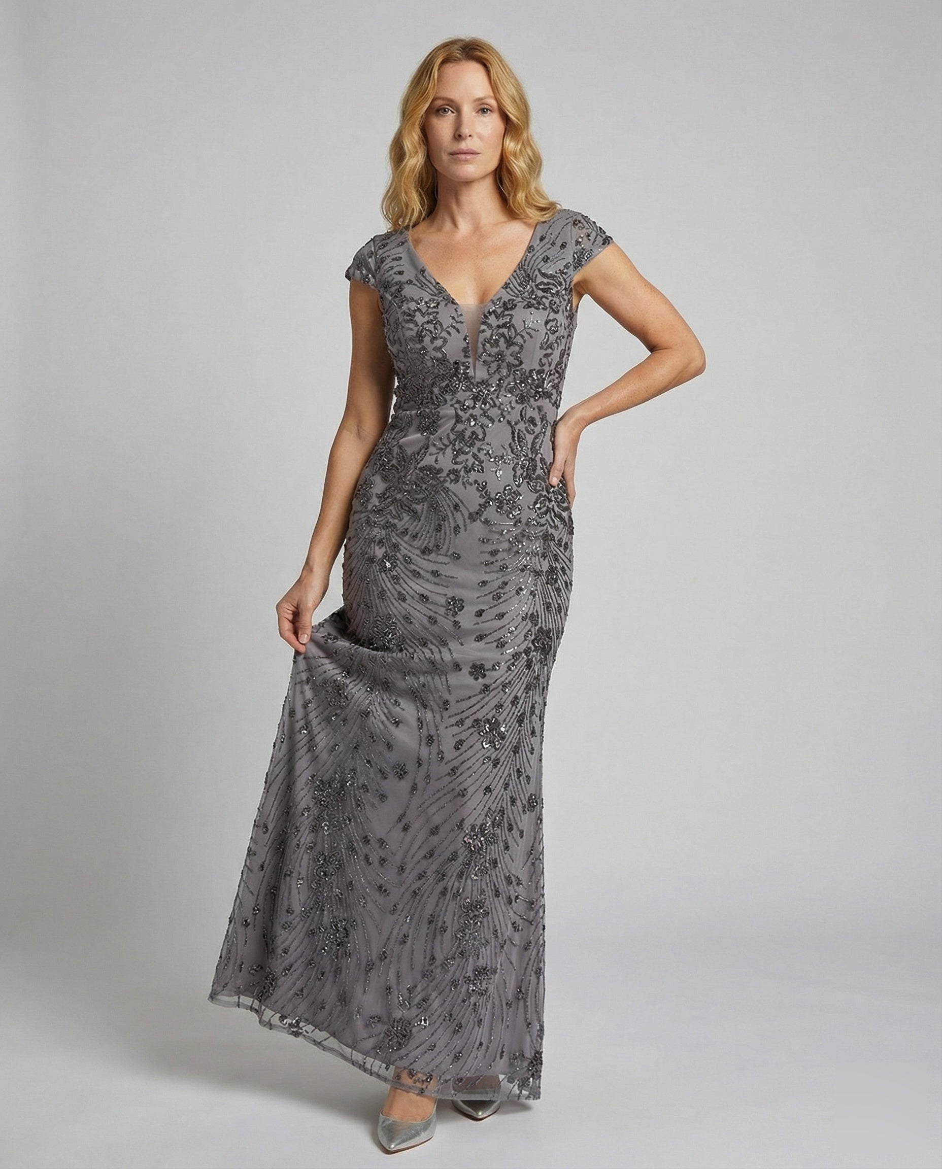 Damen Gala-Abendkleid Tailliert Bestickt - Eveloria