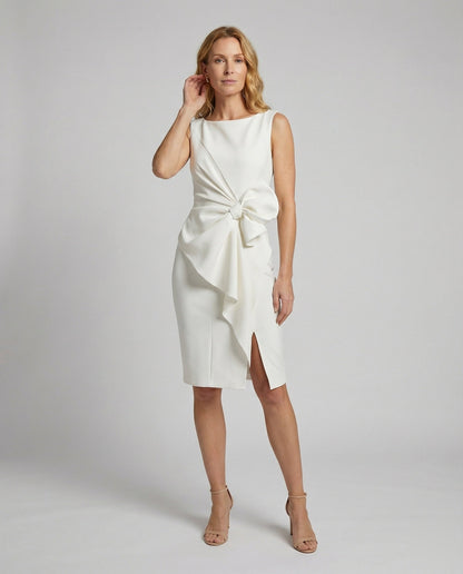 Damen Cocktailkleid Tailliert Schleifen-Applikation - Eveloria