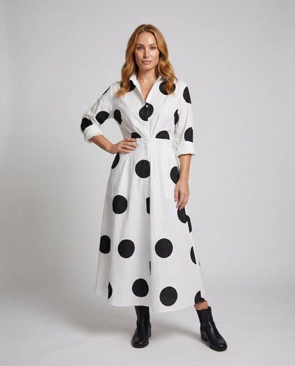 Damen Hemdblusenkleid Tailliert Tellerrock - Eveloria