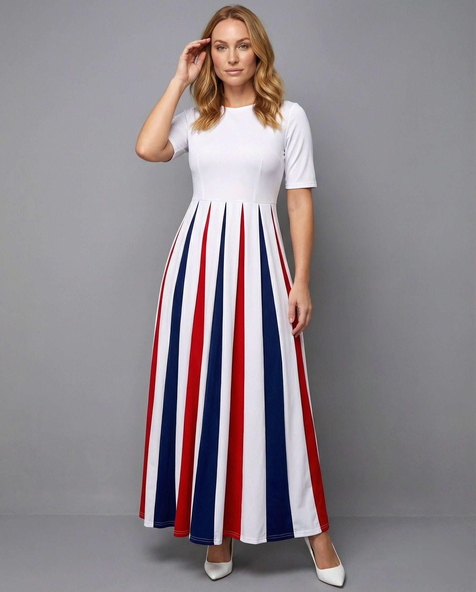 Damen Maxikleid Elegantes Kontrast-Design - Eveloria