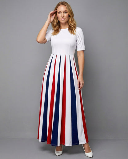 Damen Maxikleid Elegantes Kontrast-Design - Eveloria