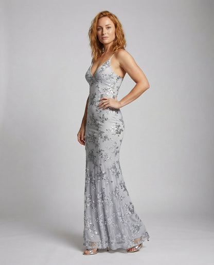 Damen Abendkleid Tailliert Trompeten-Form Stickerei - Eveloria