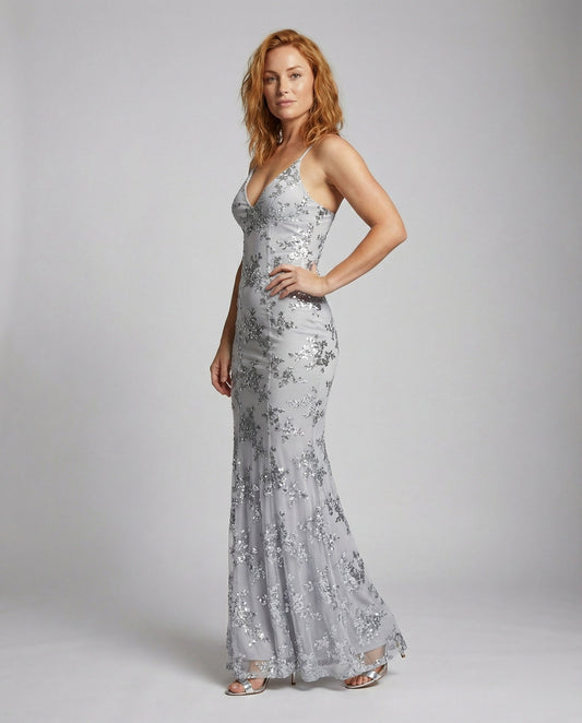 Damen Abendkleid Tailliert Trompeten-Form Stickerei - Eveloria