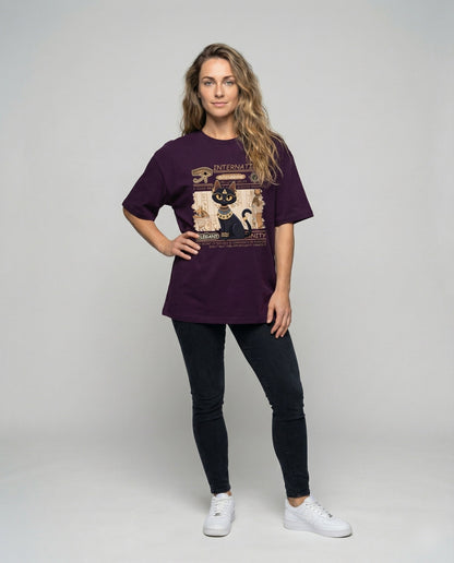 Damen Baumwollshirt Ägyptische Katzenprint Bluse - Eveloria