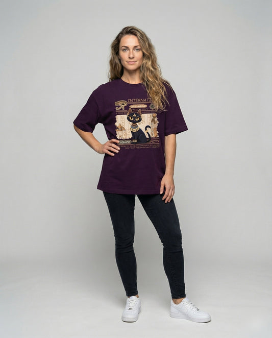 Damen Baumwollshirt Ägyptische Katzenprint Bluse - Eveloria