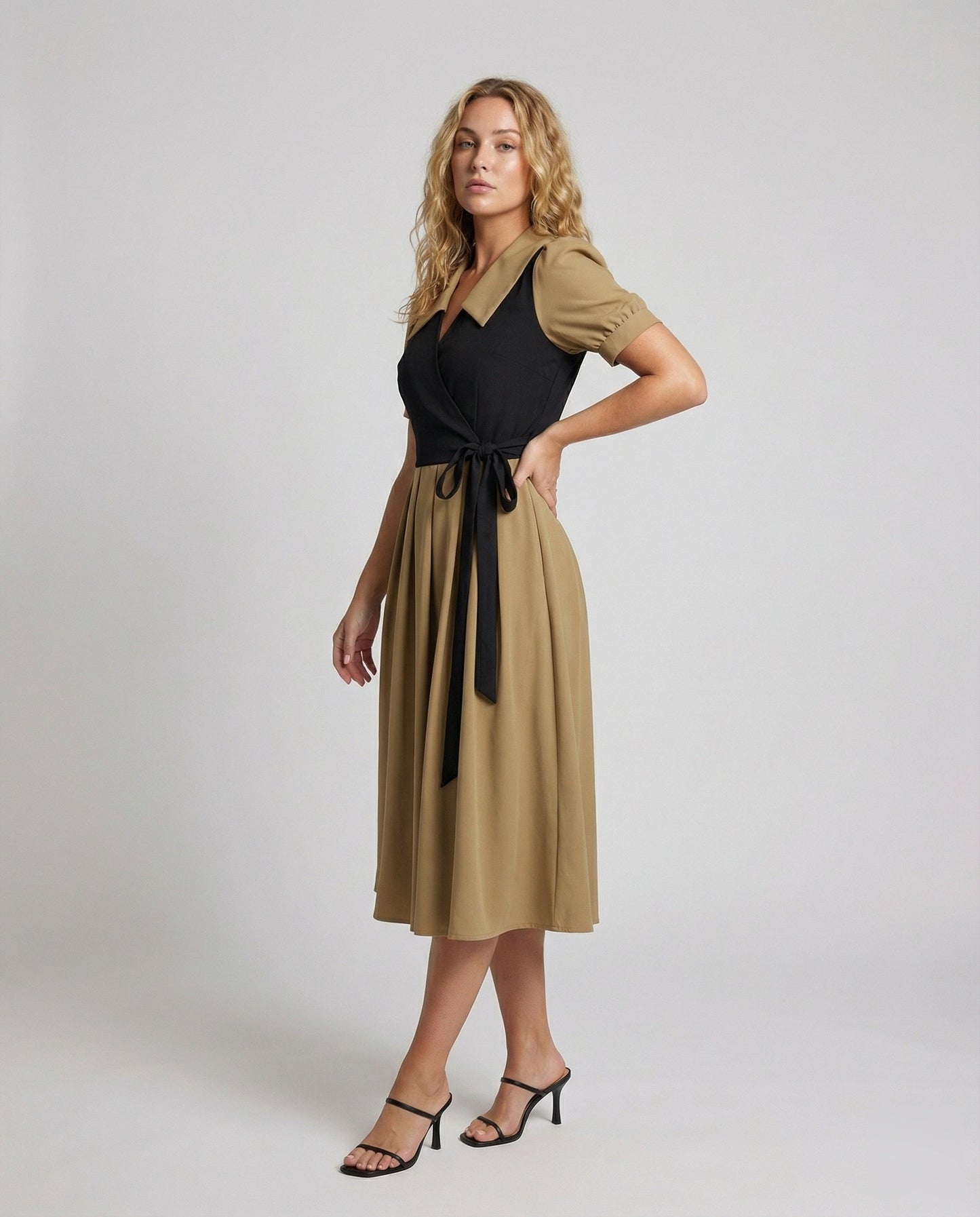 Damen Wickelkleid Faltenrock Maxi - Eveloria