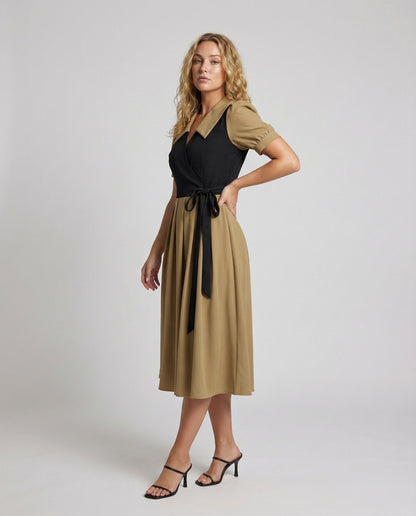 Damen Wickelkleid Faltenrock Maxi - Eveloria