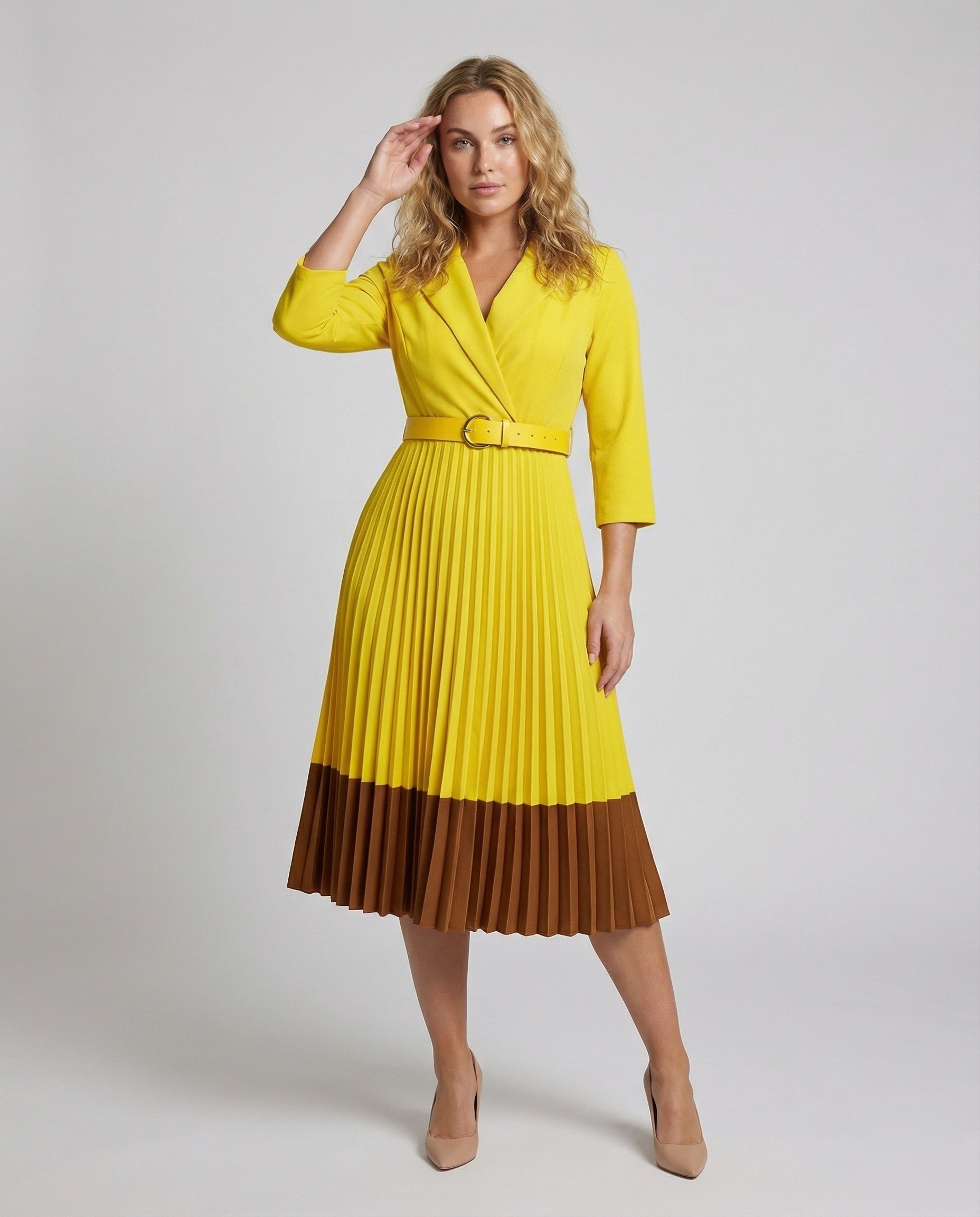 Damen Blazer-Kleid Plissee Optik - Eveloria