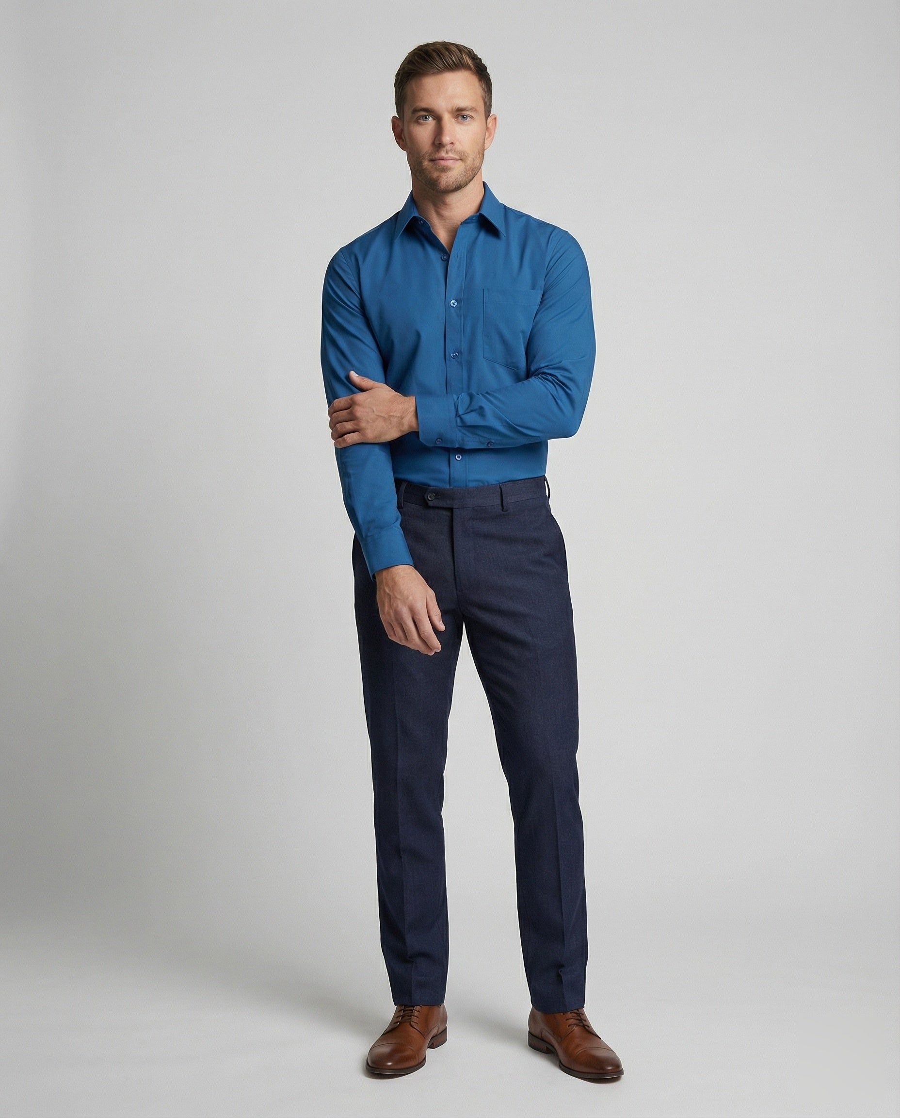 Herren Stretch-Hemd Slim-Fit Bügelleicht - Eveloria