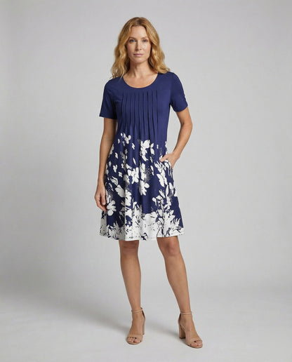 Damen A-Linien-Kleid Vertikal Blumenprint - Eveloria