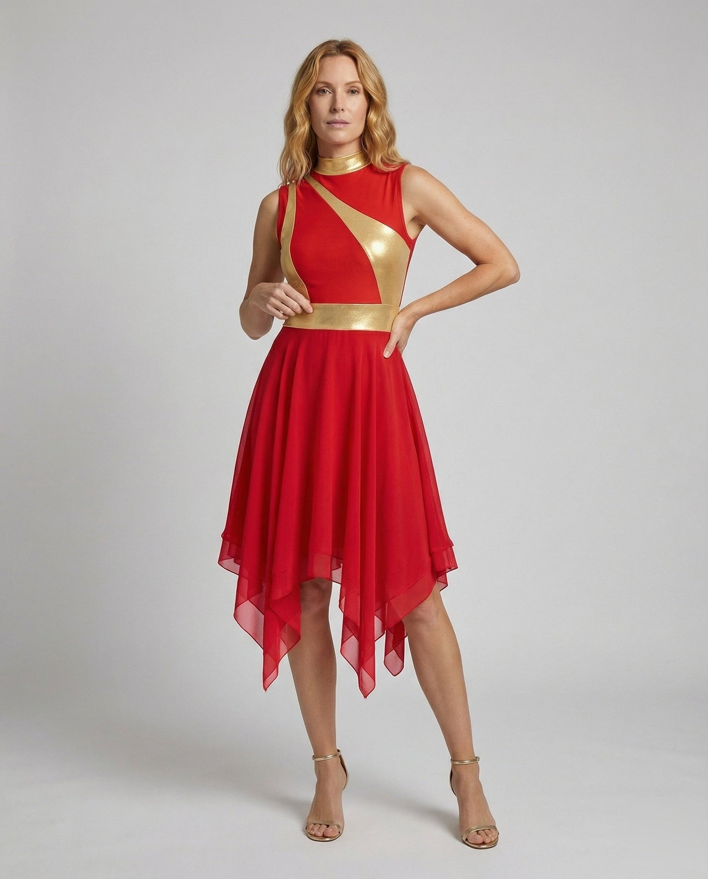 Damen Ärmelloses Chiffon Abendkleid Zipfelrock - Eveloria