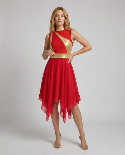 Damen Ärmelloses Chiffon Abendkleid Zipfelrock - Eveloria