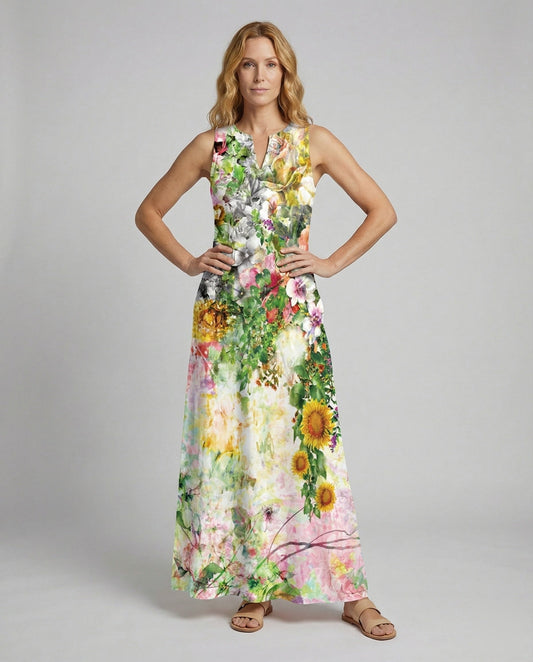Damen Ärmelloses Maxikleid V-Ausschnitt - Eveloria