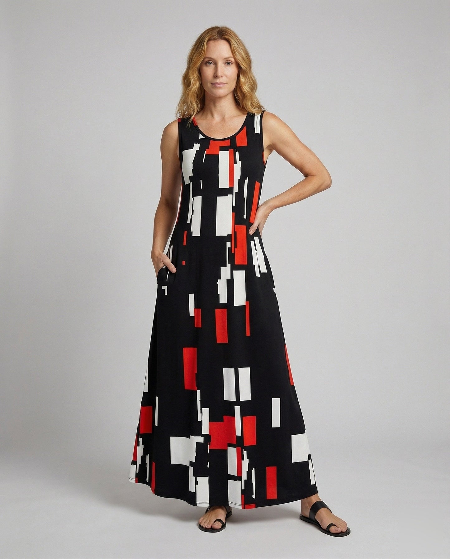 Damen Ärmelloses Maxikleid Rundhalsausschnitt - Eveloria