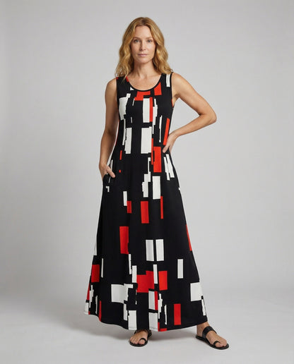 Damen Ärmelloses Maxikleid Rundhalsausschnitt - Eveloria