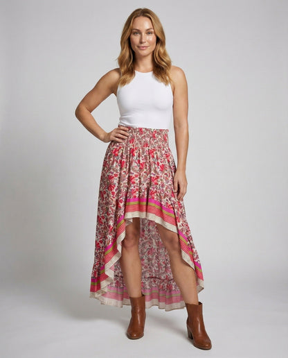 Damen Asymmetrischer Volantrock Smokbund - Eveloria