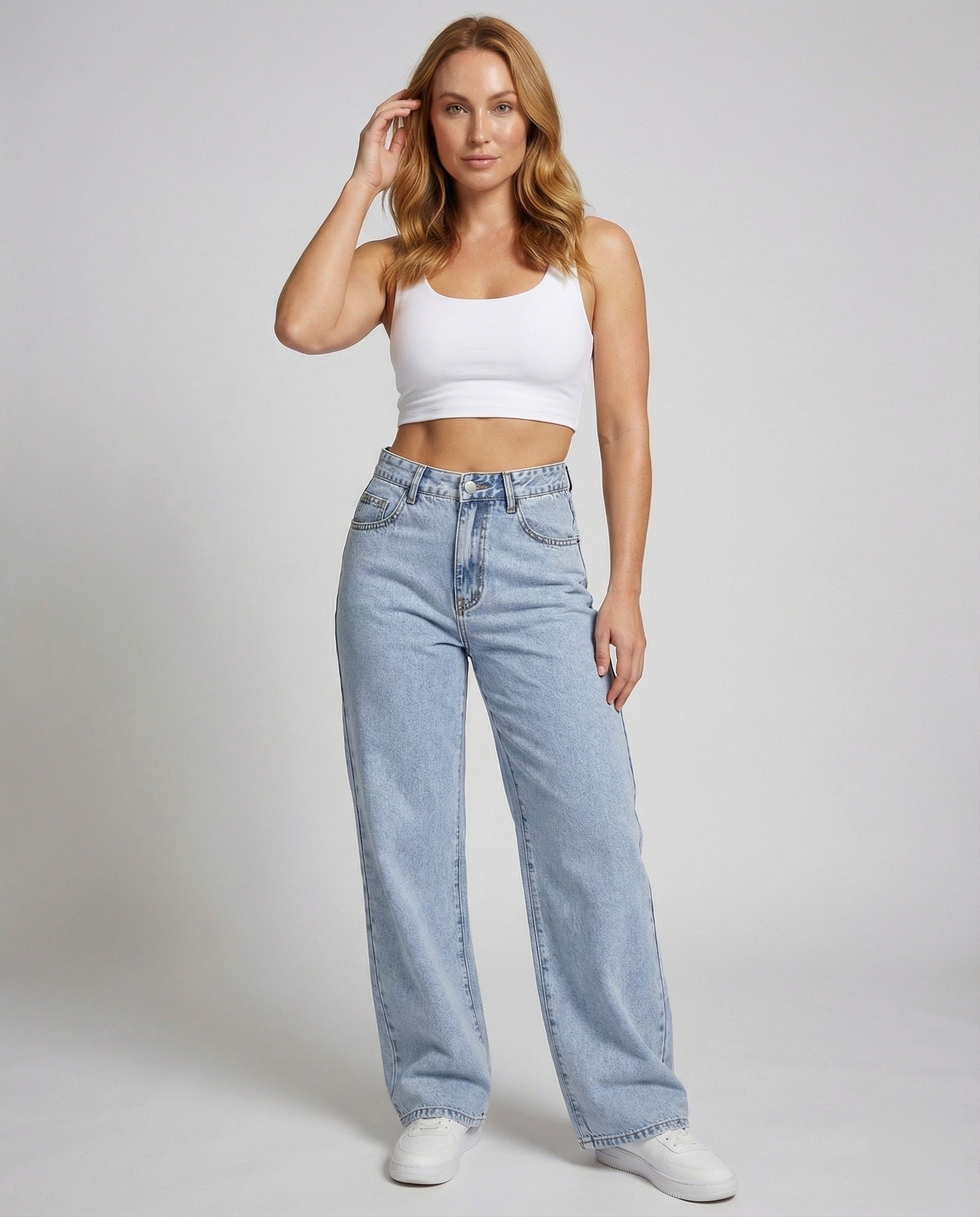 Damen Vintage-Jeans Weites Bein - Eveloria