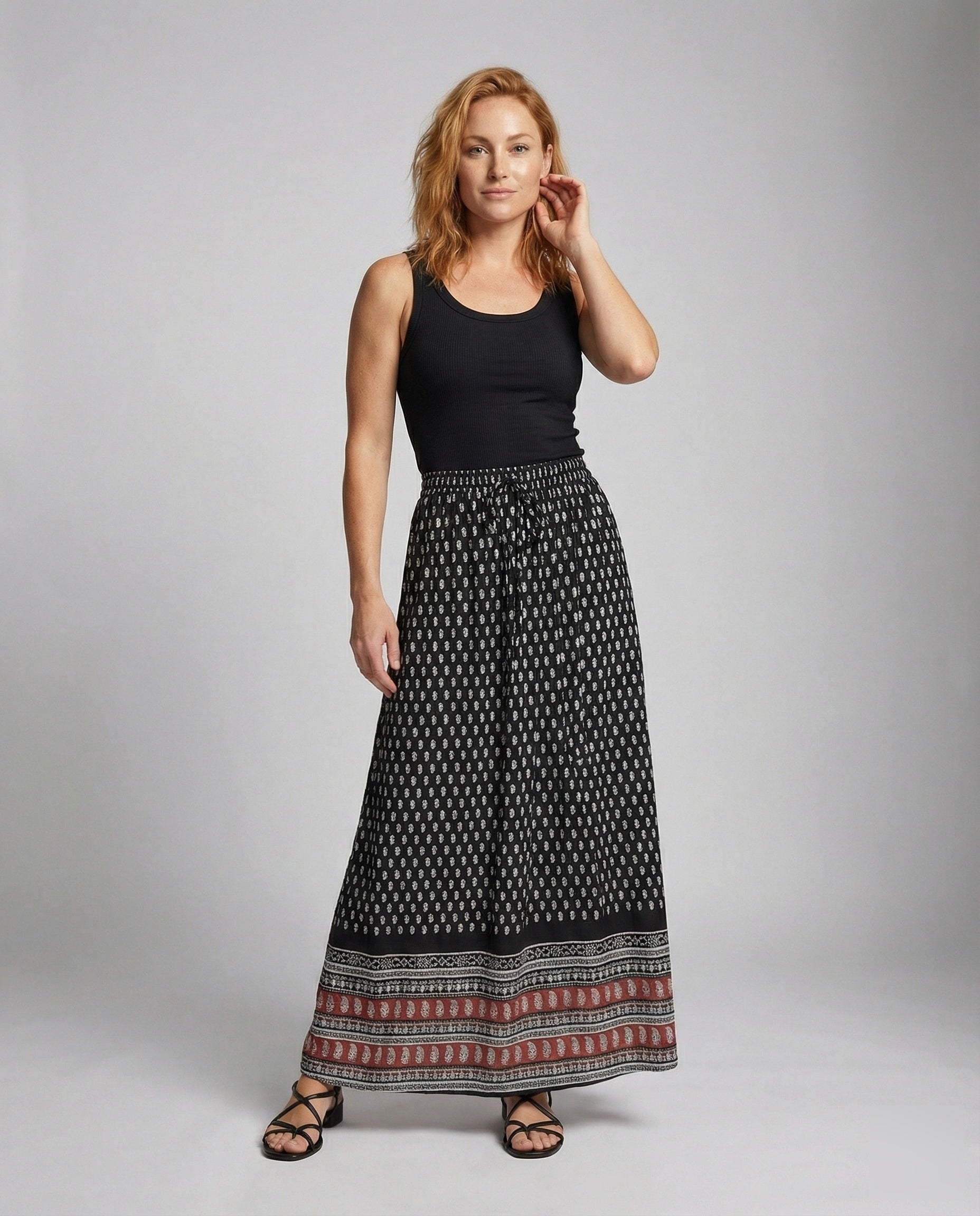Damen Maxirock Bodenlang Leopardenmuster - Eveloria