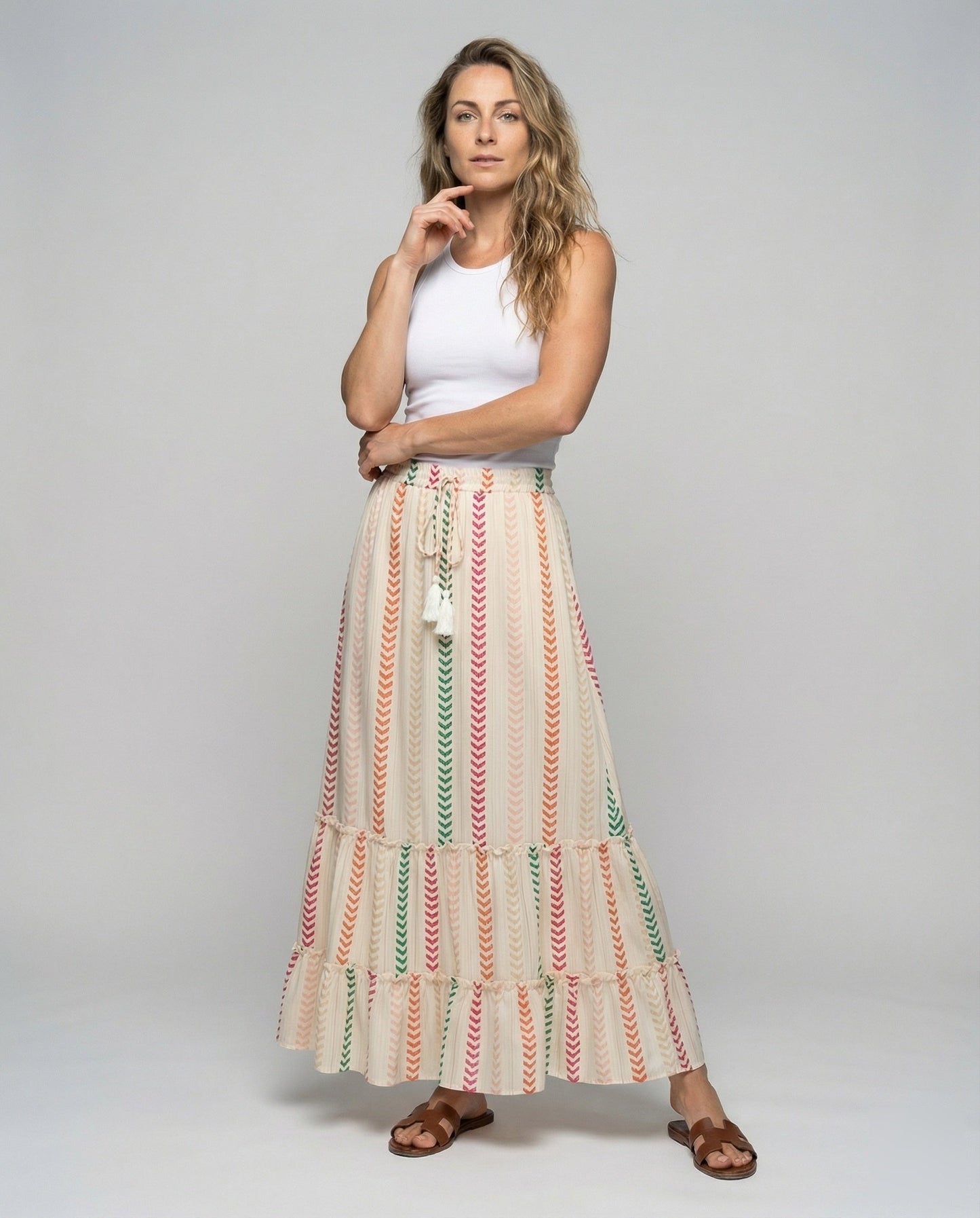 Damen Stufenrock Boho Zickzackmuster - Eveloria