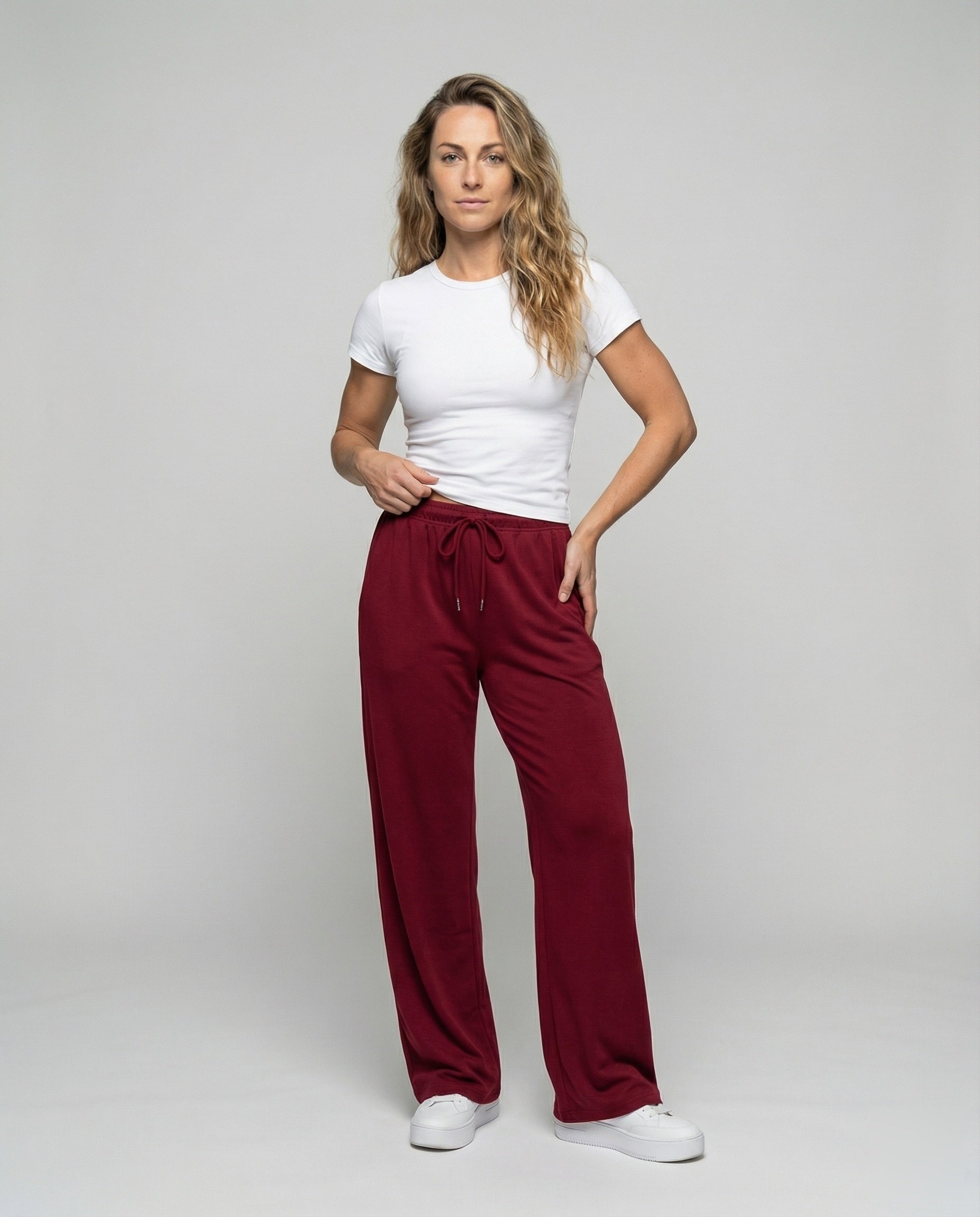 Damen Relaxhose Satin-Jersey Weite Bequem - Eveloria