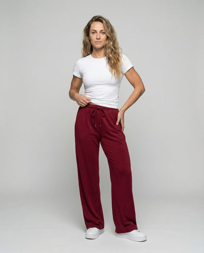 Damen Relaxhose Satin-Jersey Weite Bequem - Eveloria