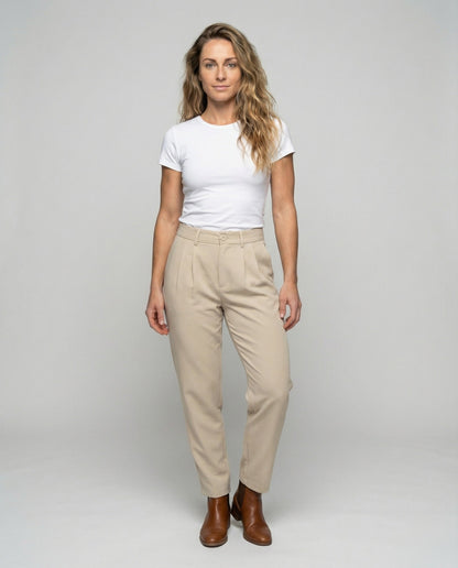 Damen Bundfaltenhose Gerades Bein - Eveloria